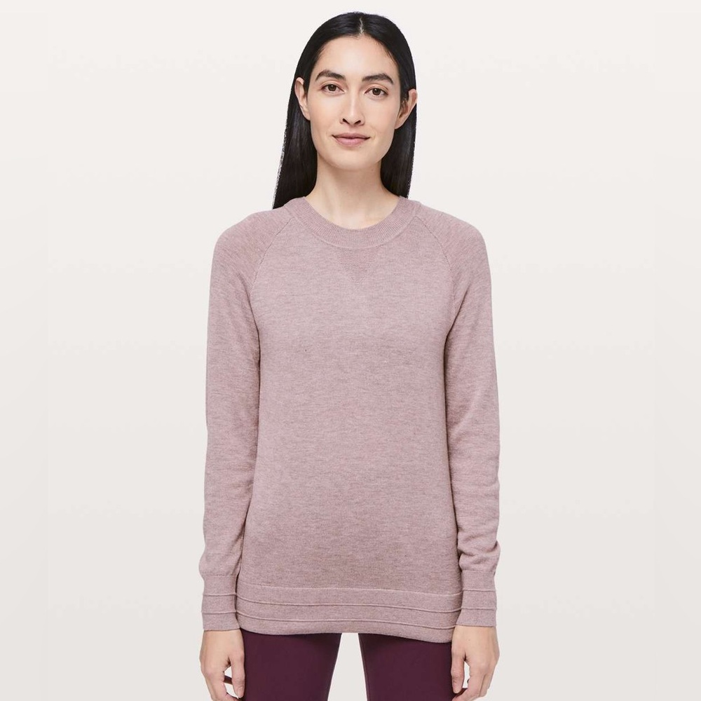 Lululemon Sz S Apres Your Way Pink Knit Sweater In Heathered Smoky Blush